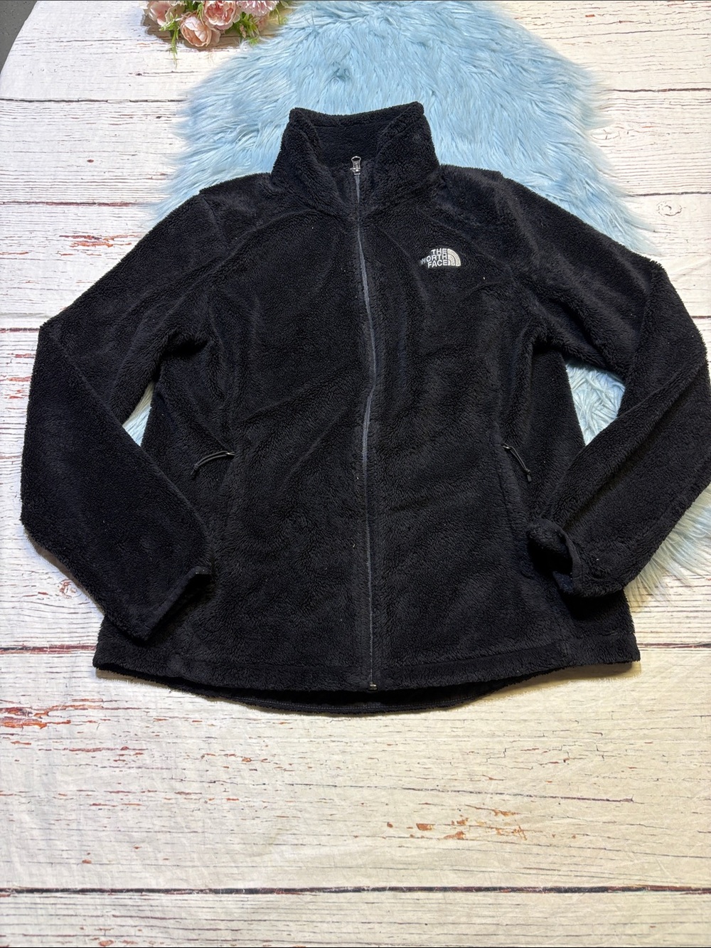 The North Face Black Osito Fuzzy Fleece Zip Up Jacket sz M